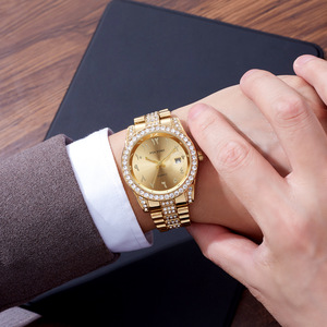 Reloj de Cuarzo para Hombre, Estilo Ejecutivo Hip Hop, con Correa de Acero, Escala Romana, Completamente Decorado con Diamantes, Resistente al Agua - Product Image 6