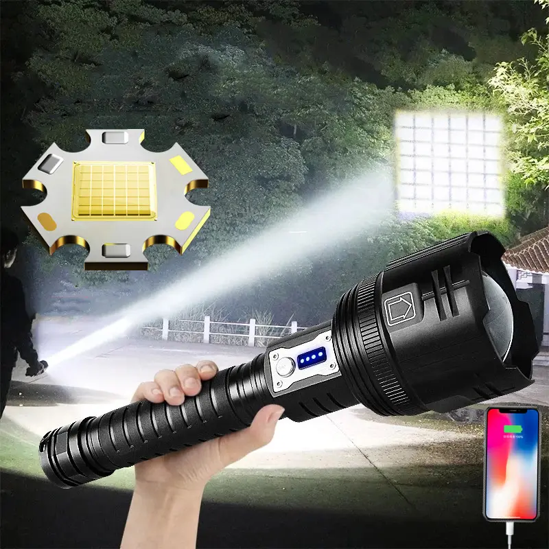 XHP360-linterna LED táctica recargable de 36 núcleos, luz superbrillante DE ALTO lúmenes, con carga de teléfono, zoom XHP90, 2023