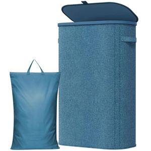 Cesto de Ropa Sucia Plegable y Delgado con Tapa, Impermeable, Ahorra Espacio, para Espacios Pequeños - Product Image 1