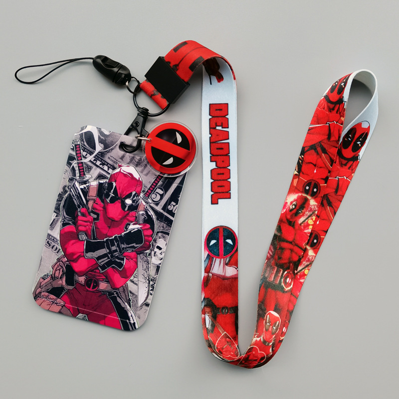 Accessories Anime Lovely Cartoon Dead Pool Card Holder Marvel Design Custom Plastic Card Case Anti-Lost Lanyards ID Card Cover Image 4