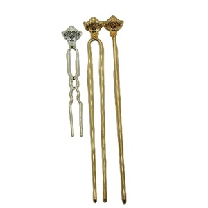 กิ๊บติดผมรูปดอกไม้ชุบทองรูปตัวยูคู่ สำหรับทำเครื่องประดับ DIY - Product Image 5
