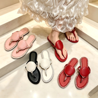 Sandales plates décontractées pour femmes avec strass, en cuir mat uni et décorations circulaires, style OEM/ODM