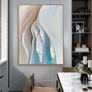 Art mural suspendu Art Déco de luxe, peinture sur toile texturée <span class=keywords><strong>beige</strong></span> <span class=keywords><strong>et</strong></span> bleue moderne pour la décoration intérieure haut de gamme - Product Image 3