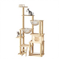 Miaupro Maison pour chat multi-niveaux écologique personnalisée, Villa de luxe pour chat, Grande structure d'escalade intégrée, Arbre à chat en bois pour intérieur