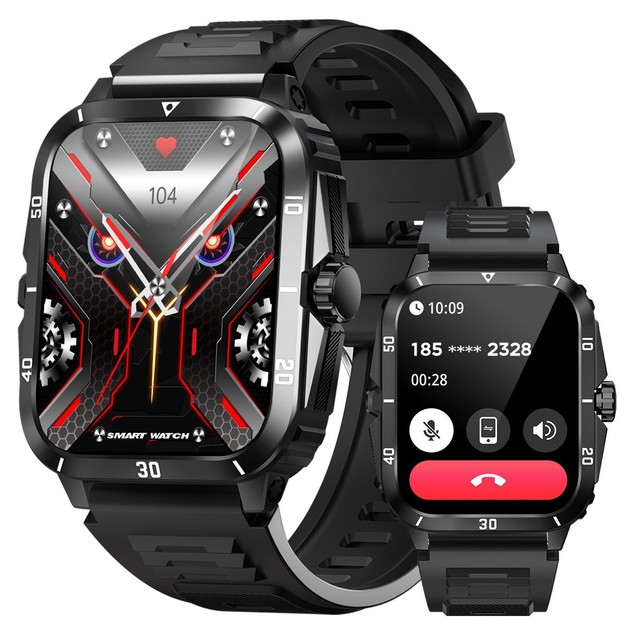 KT71 Cross-border Smartwatch Square IPS 1.96-inch HD Screen IP68 BT Triple Calling Health Monitoring Heart Rate Silicone