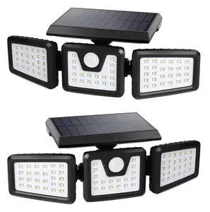 Outdoor solar light motion sensor safety light 3 adjustable heads LED waterproof wireless wall light