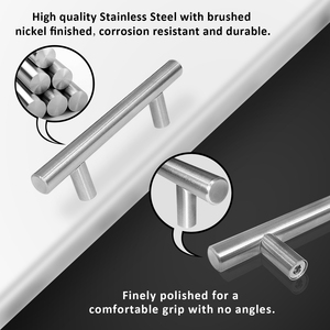 Poignée <span class=keywords><strong>de</strong></span> meuble en aluminium avec poignée d'armoire <span class=keywords><strong>de</strong></span> <span class=keywords><strong>cuisine</strong></span> en acier inoxydable et cuivre argenté - Product Image 4