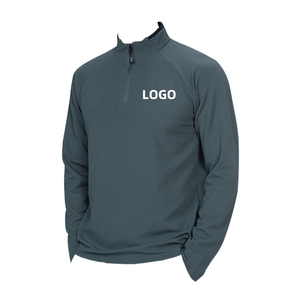 Sportswear Men Active Wear Quater Zip Up Sweatshirts Running Mens T-shirts Workout Long Sleeve <b>Tight</b> Gym T Shirt - Product Image 3