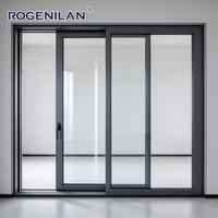 Portes coulissantes en aluminium à rupture de pont thermique Rogenilan NFRC, résistantes aux ouragans, pour patio extérieur, avec 2 rails et grandes baies vitrées pour balcon.