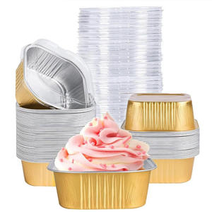 Contenedor Cuadrado Desechable de 300 ml para Postres, Mini Vasos de Papel de Aluminio para Alimentos, Molde para Hornear Muffins, Molde para Mousse, Gelatina, Pudín y Pastel - Product Image 1