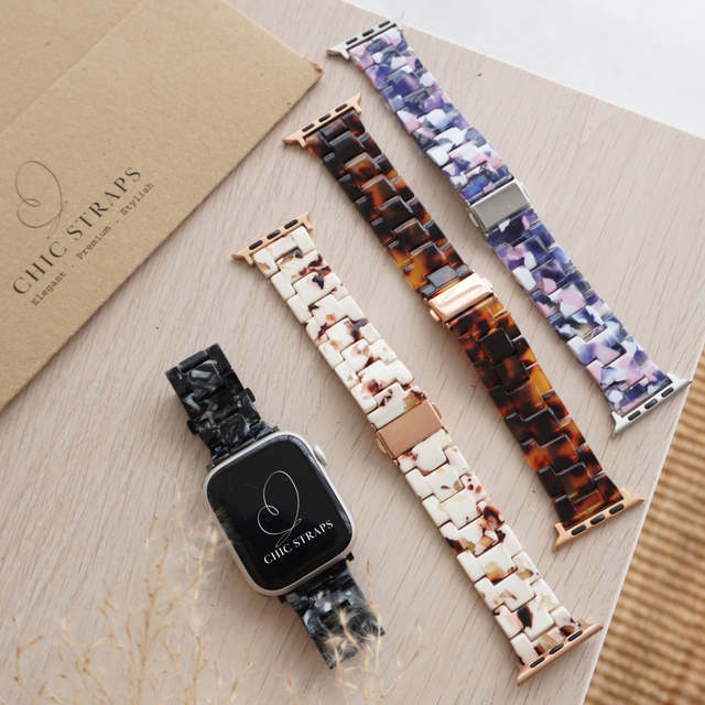 RYB Attractive Look Light Resin Bracelet Fashion Strap with Stainless Steel Buckle for IWatch SE Series 10 9/8/7/6/5/4/3/2/1