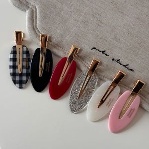 Barrettes à cheveux ovales en acétate faites à la main en <span class=keywords><strong>France</strong></span>, sans pli, type crocodile, accessoires de mode pour femmes et filles - Product Image 1