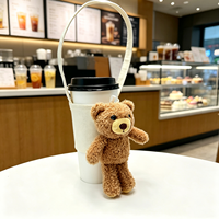 Housse de tasse à café personnalisée en forme d'ours en peluche, avec poignée de transport pour les voyages, les pique-niques et les trajets quotidiens