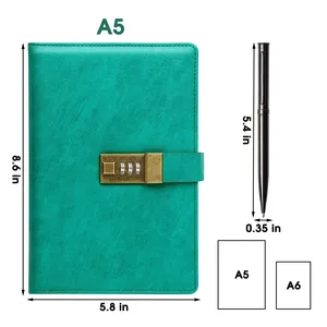 Carnet <span class=keywords><strong>de</strong></span> notes personnalisé <span class=keywords><strong>de</strong></span> style US/UE, A5, 240 pages, couverture en PU/cuir, agenda avec fermeture magnétique pour hommes et femmes, boîte cadeau incluse - Product Image 4