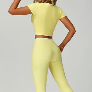 Big Butt Lift Ruffle Yoga Leggings Set <span class=keywords><strong>Ropa</strong></span> Deporte Mujer Gym Sportswear EU/US Size Wholesale 2 Piece Mujeres - Product Image 3