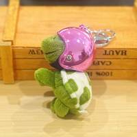 Porte-clés pendentif en peluche tortue avec casque amovible, doux, léger, mignon, pour hommes et femmes, accessoire de sac