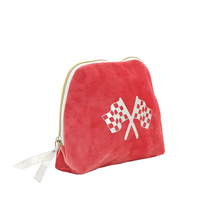 Trousse de maquillage en velours duveteux Pochette cosmétique avec logo personnalisé avec fermeture éclair