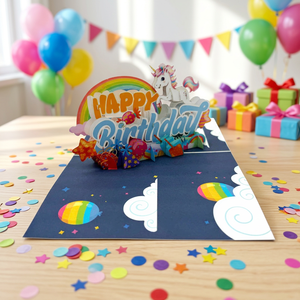 Meilleure Vente Carte Pop-up 3D Joyeux Anniversaire Poney Design Personnalisé Fait Main Découpe Laser Impression Numérique Style Amour Vietnamien - Product Image 3