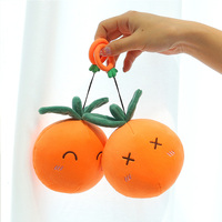 Aangepaste premium pluche lachende expressie oranje sleutelhanger zacht gevuld fruit hanger schattig Kawaii pluche groothandel cadeau voor kinderen