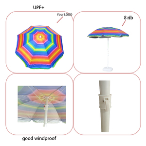 Parasol de plage arc-en-ciel anti-UV avec mécanisme d'inclinaison, sans PFAS, certifié REACH, robuste, résistant au vent, portable, pour l'extérieur, vente en gros - Product Image 2
