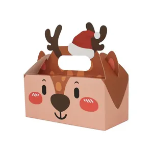 Christmas Gable Treat <b>Boxes</b>, Cute Santa/Reindeer/Elf Party Favor <b>Boxes</b> for <b>Cookies</b> & Candy - Product Image 1