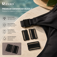 SANKO Boucle de bikini noire personnalisée à fermoir frontal en alliage de zinc sans nickel, attaches à ardillon, fermeture interverrouillable pour vêtements
