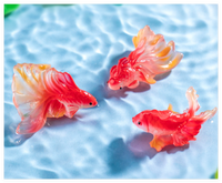 Art mixte océan Fengshui résine Koi poisson rouge Sculpture Miniature ornement pour porte-clés pendentif jardin Aquarium réservoir décor enfant jouet