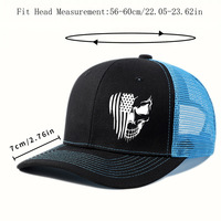 Casquette de camionneur pour homme à impression numérique personnalisée, 6 panneaux, en coton et maille, réglable, respirante, pour Halloween, fête, sport en plein air