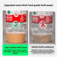 Wegwerp fruitbakje van gecoat kraftpapier van houtpulp, 2 cm, voor afhaalmaaltijden, fastfood, lunch, voedselveilig, magnetronbestendig, commercieel