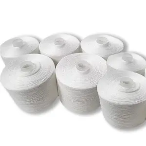 100% Spun Polyester Yarn 20/2 Raw White Red Black Plastic Tube Sewing Thread