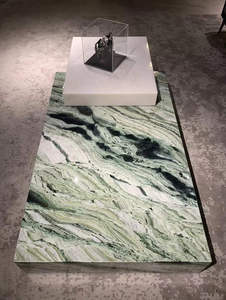 Huaxu Verde màu xanh lá cây phiến đá cẩm thạch hiện đại bảng đồ nội thất tiếp nhận truy cập đá cẩm thạch tùy chỉnh slab - Product Image 3