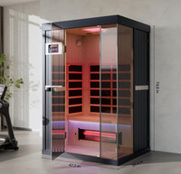 Sauna Infrarouge à Spectre Complet en Bois de Pruche du Canada, Cabine de Sauna Sec Intérieur sur Mesure pour 2 Personnes