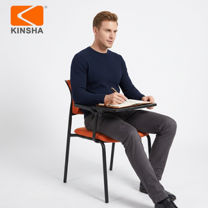 Chaise de bureau multifonctionnelle en tissu orange KINSHA, structure métallique, accoudoirs fixes, empilable, design moderne, utilisation à domicile ou dans la chambre, modèle XE-PT - Product Image 1