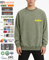Sweater Katun Batik Cuci Kuno Buatan Khusus Ramah Lingkungan Warna Solid Reguler Unisex Kerah Bulat Lengan Panjang Atasan Sederhana