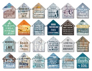 Putuo Decor Summer Beach House Shape cartello in legno Ocean Design Hanging Wall placca Seaside Decor - Product Image 5