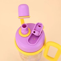 Bouteille d'eau portable pour enfants Kecolove 860 ml grande capacité, double compartiment, motif dessin animé mignon, avec poignée anneau