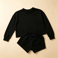 Ensemble 2 pièces respirant pour filles, manches longues et short, en bambou extensible, vêtements décontractés pour enfants, printemps, été, automne, tenues de tous les jours