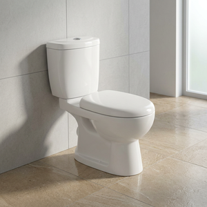 Economy Two Piece WC Ceramic Water Closet Dual Flush UF Soft Close Seat <b>Back</b> To Wall Toilet - Product Image 2