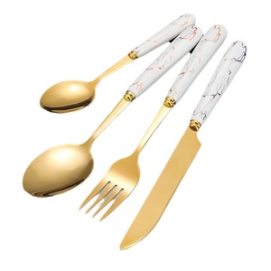 Bộ dao dĩa muỗng bằng thép không gỉ mạ vàng 24 món bán chạy, bộ đồ ăn cưới - Product Image 6