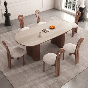 Juego de mesa de comedor ovalada de madera maciza de 4 piezas con estructura de marco duradero para comedor - Product Image 2