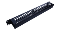 Gestion de câbles métallique industrielle 1U 19 pouces horizontale noire à 24 fentes et 48 ports pour rack réseau
