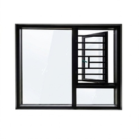 Ventana Abatible Moderna de Aluminio con Protección Infantil y Rieles Insonorizados para Dormitorio y Hotel, Ventana con Barras Protectoras