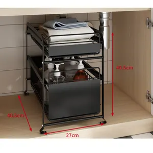Metal Under Sink Spice Storage Holder Multi-layer Storage Racks Sundries Cabinets Organizer Racks
