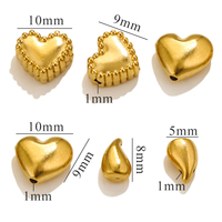 Perles entretoises en acier inoxydable plaqué or, en forme de cœur et de goutte d'eau, pour bracelets et colliers DIY européens et américains