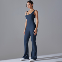 Combinaisons pour femmes avec logo personnalisé, playsuits, dos nu, fesses galbées, vêtements de sport, pantalons longs évasés, combinaisons de yoga d'entraînement