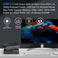 HOT 2PCs Dual Monitor 8k60Hz KVM Switch 4 Port Support Seamless Screen 4K HD Video Switch 4 in 1 Out With PIP Function HD SWITCH