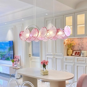 Lustre de salon français de luxe médiéval et romantique en verre rose, lumière chaude pour chambre à coucher, <span class=keywords><strong>suspension</strong></span> principale - Product Image 6