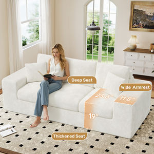 Canapé-lit convertible carré sans structure avec coussin superposé, revêtement en velours côtelé amovible et coussins décoratifs - Product Image 3