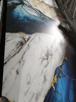 Panneau mural en marbre brillant personnalisé, léger, ignifuge et imperméable, en PVC, pour projets haut de gamme d'hôtels et de villas
