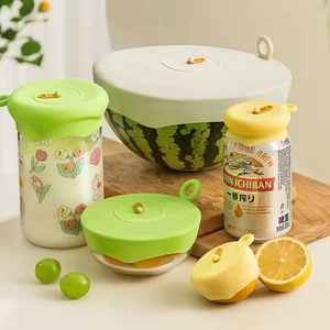 ชามซิลิโคนยืดได้แบบนำมาใช้ใหม่3ชิ้น, ฝาปิดซิลิโคนสำหรับเก็บอาหารเก็บความสดปิดผนึกกันฝุ่นสำหรับถ้วยกระป๋อง - Product Image 2